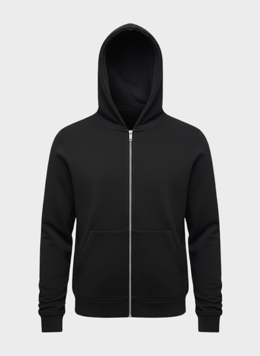 MAN Black Zipper Hoodie
