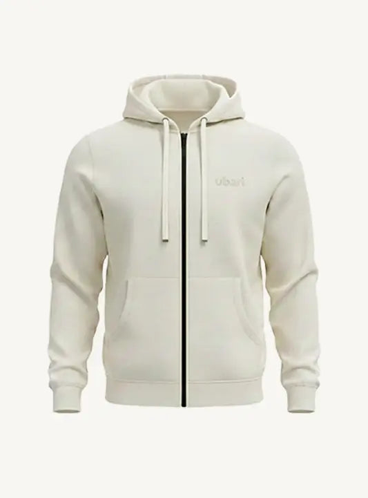 Cream zipper Hoodie