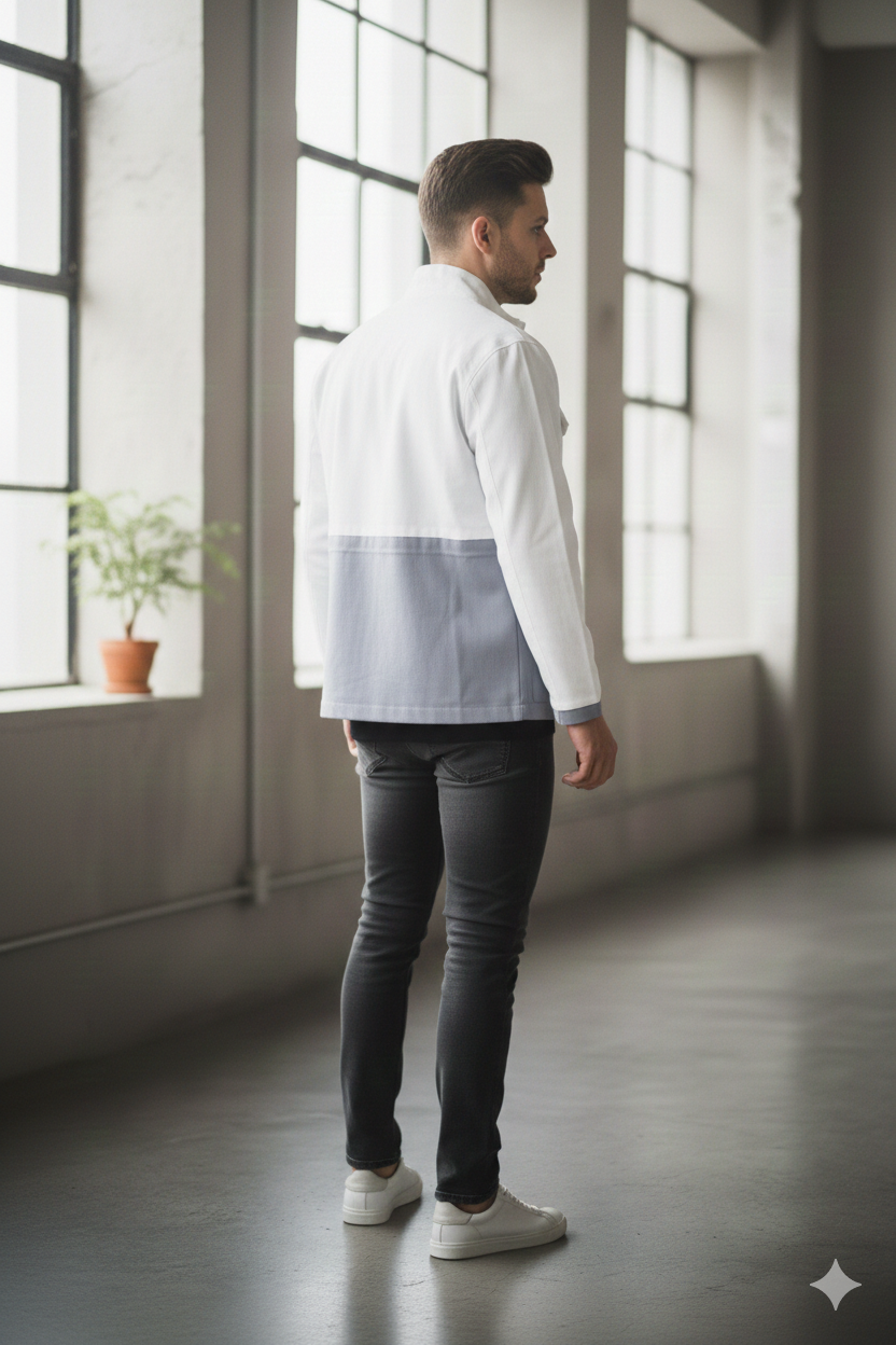 Coconut/White Color Block Jacket