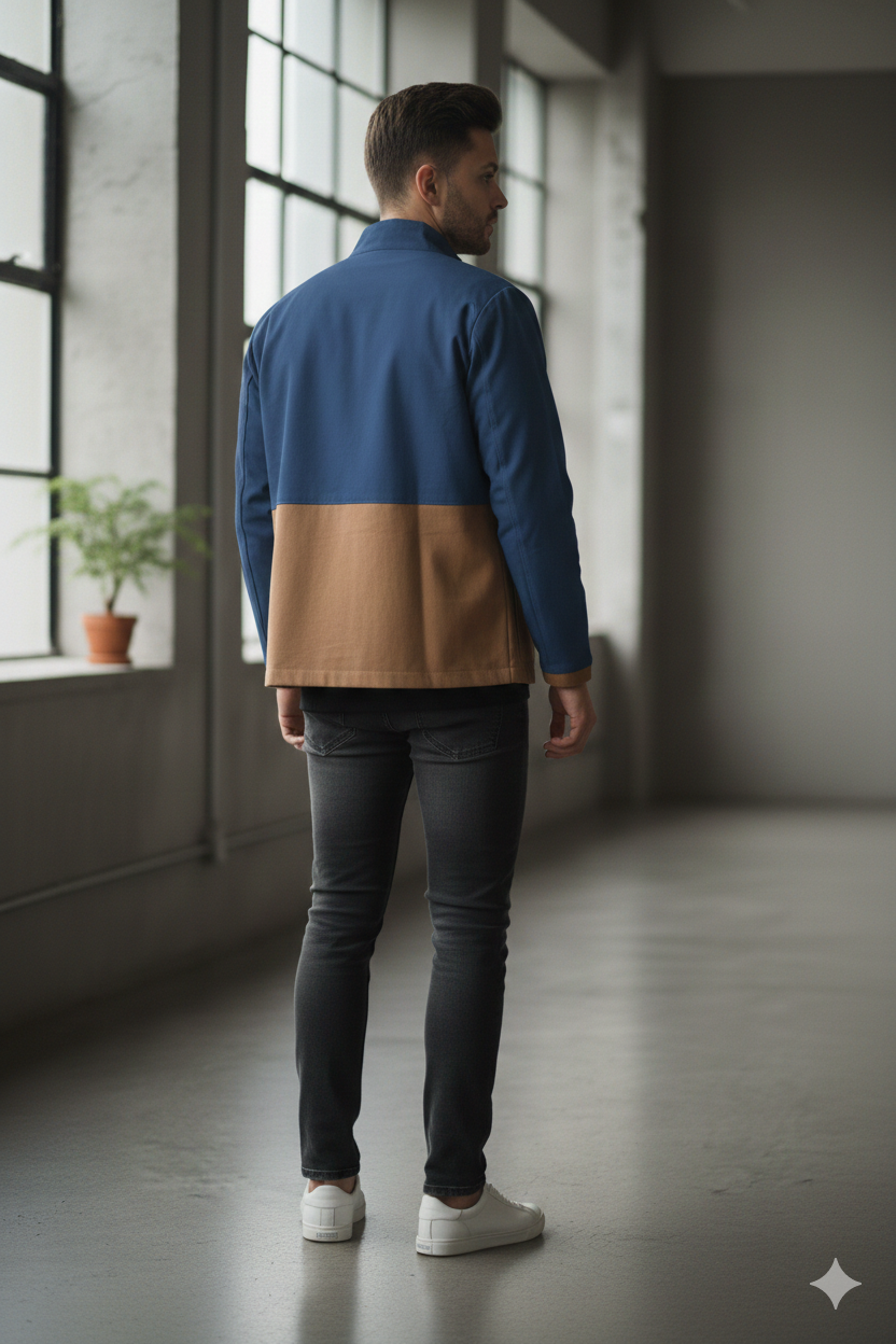 Blue/Camel Color Block Jacket