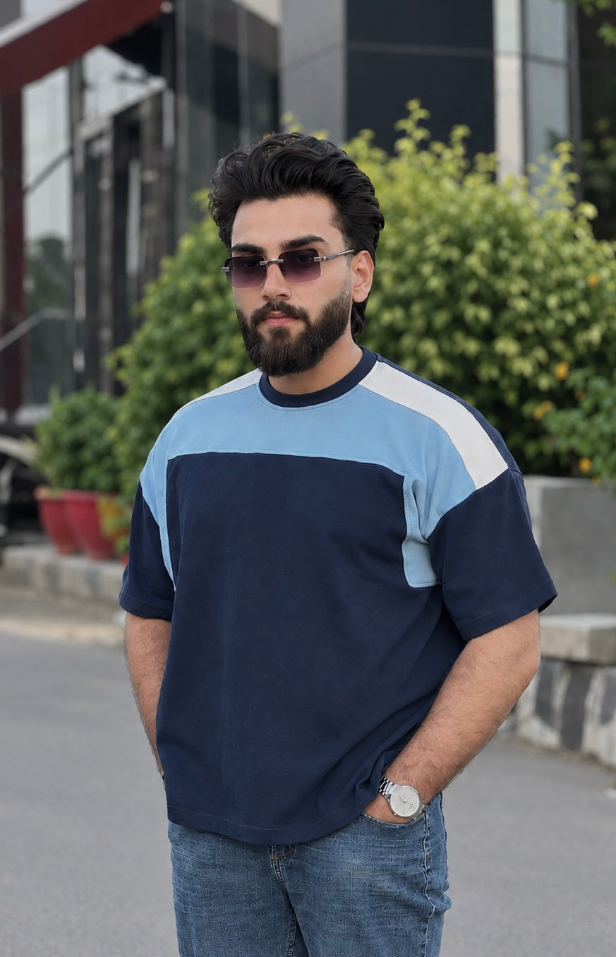 Navy Blue Pannel T-Shirt