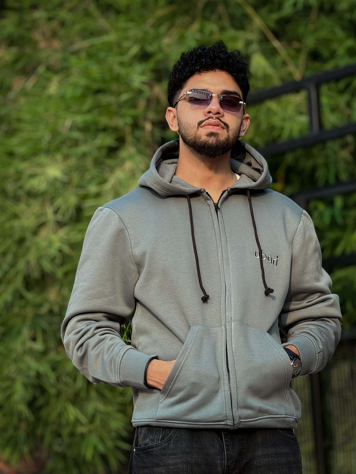 Olive zipper Hoodie