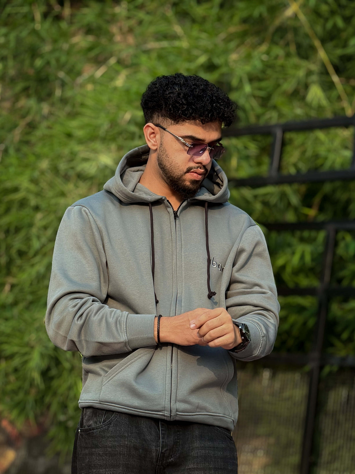 Olive zipper Hoodie