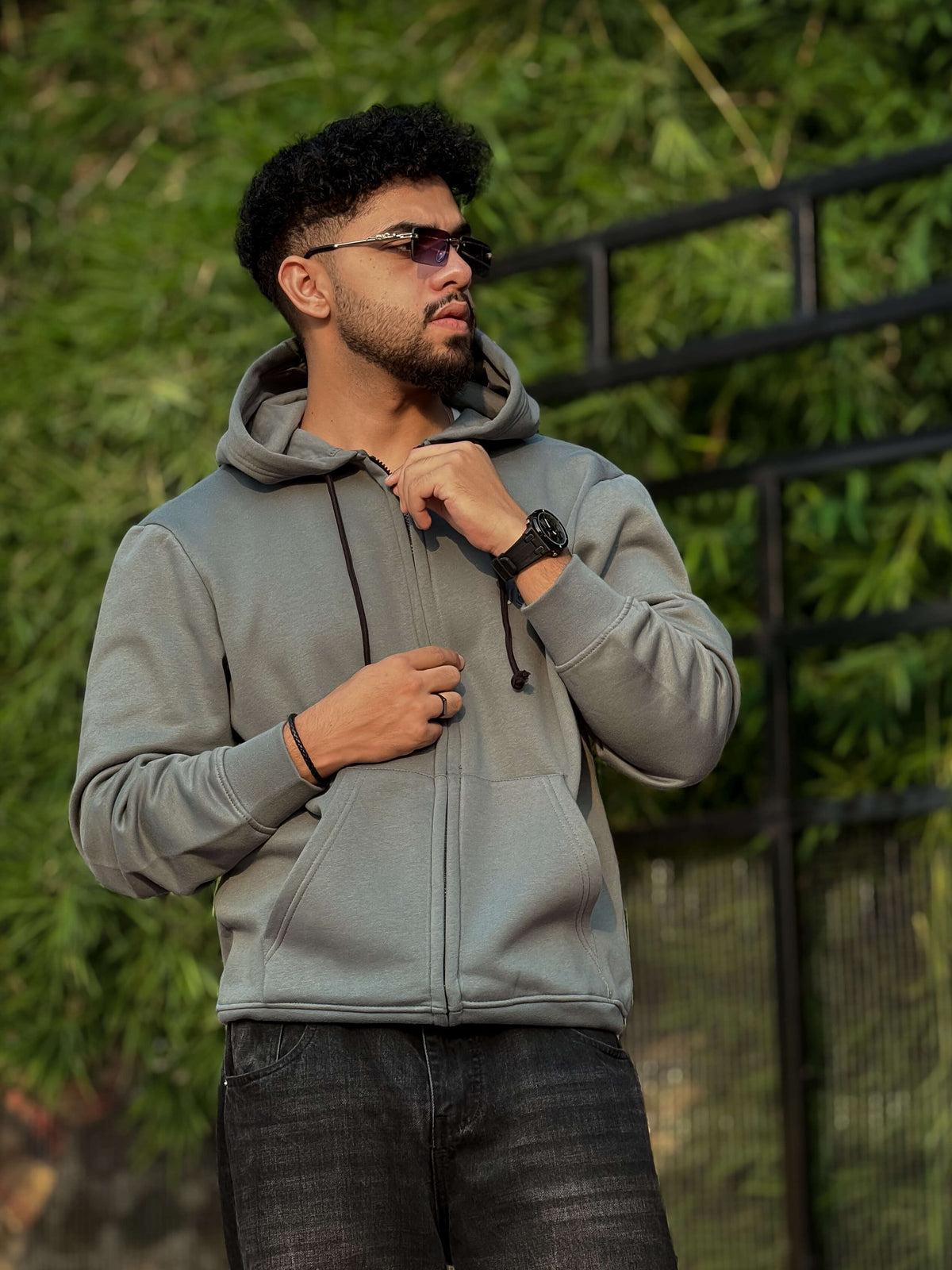 Olive zipper Hoodie