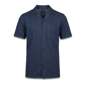 Navy Melange Cuban Collar Shirt