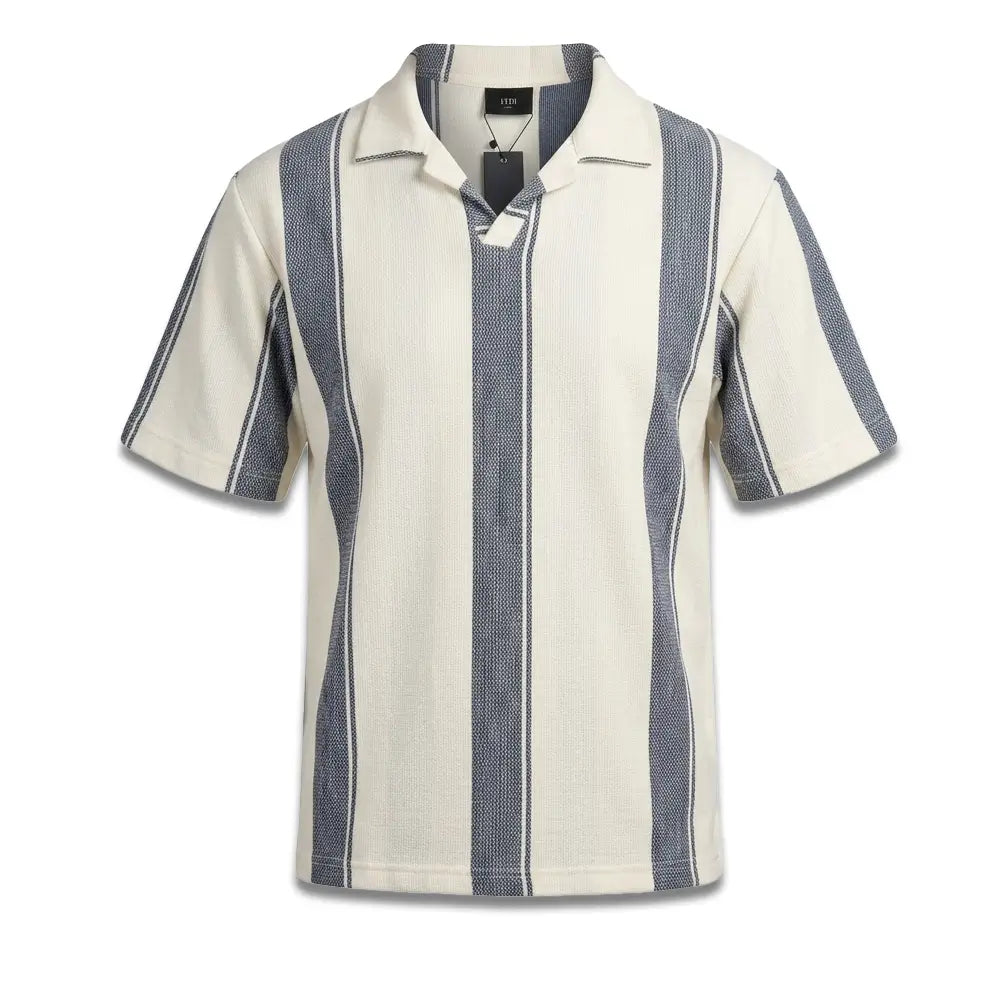 Riviera Stripe Open Collar Polo