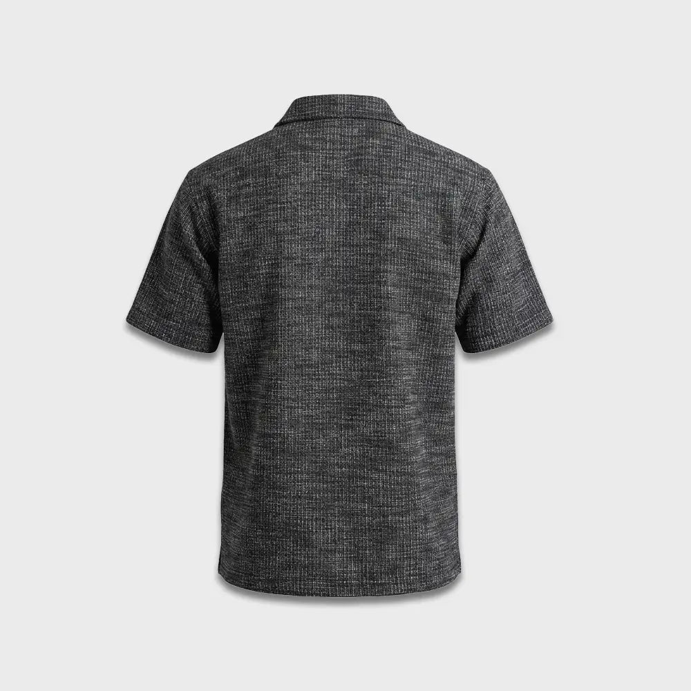 Salt & Pepper Woven Cuban Collar Shirt