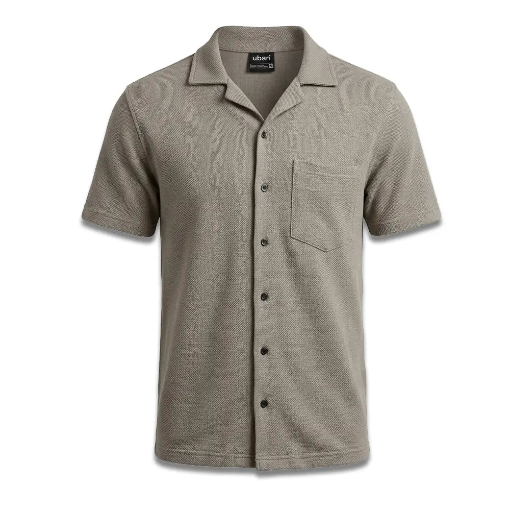 Stone Pique Cuban Collar Shirt